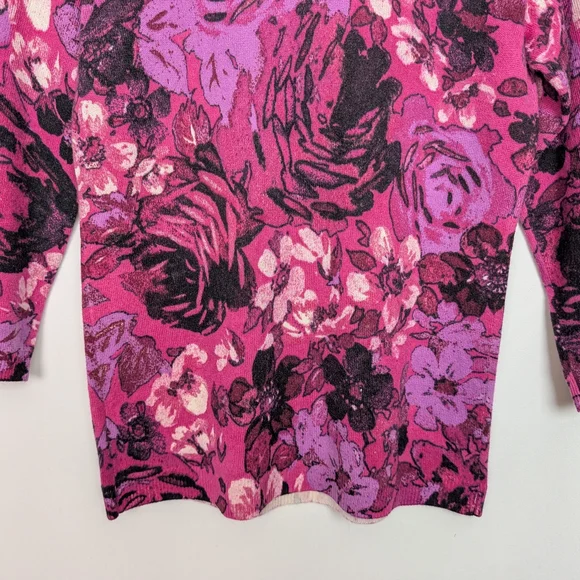 Talbots Pink Floral Cashmere Sweater - Picture 7 of 11